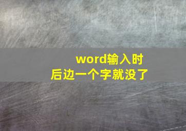 word输入时后边一个字就没了