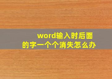 word输入时后面的字一个个消失怎么办