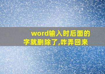 word输入时后面的字就删除了,咋弄回来