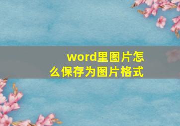 word里图片怎么保存为图片格式