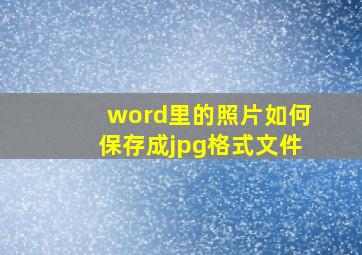 word里的照片如何保存成jpg格式文件