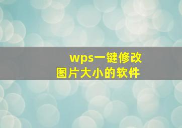 wps一键修改图片大小的软件