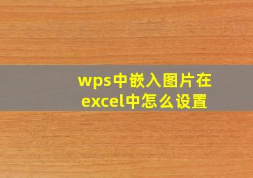 wps中嵌入图片在excel中怎么设置