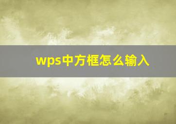 wps中方框怎么输入