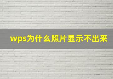 wps为什么照片显示不出来