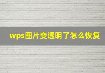 wps图片变透明了怎么恢复