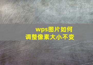 wps图片如何调整像素大小不变