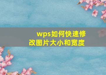 wps如何快速修改图片大小和宽度