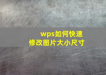 wps如何快速修改图片大小尺寸