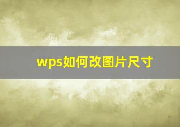 wps如何改图片尺寸