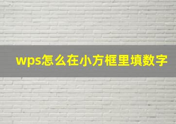 wps怎么在小方框里填数字