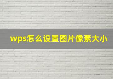 wps怎么设置图片像素大小