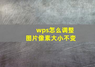 wps怎么调整图片像素大小不变