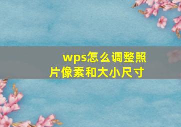 wps怎么调整照片像素和大小尺寸