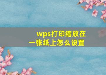 wps打印缩放在一张纸上怎么设置