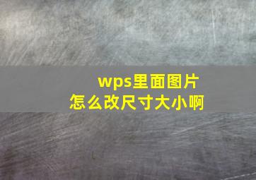 wps里面图片怎么改尺寸大小啊