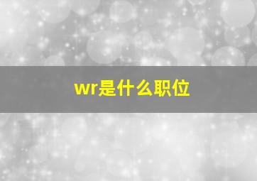 wr是什么职位