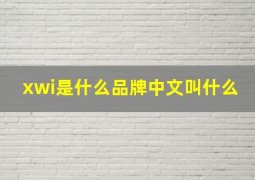 xwi是什么品牌中文叫什么