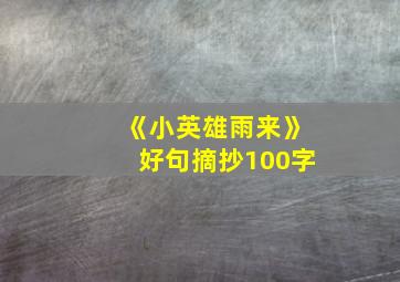 《小英雄雨来》好句摘抄100字