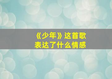 《少年》这首歌表达了什么情感