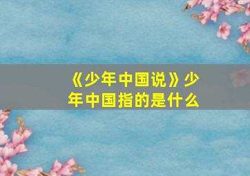 《少年中国说》少年中国指的是什么