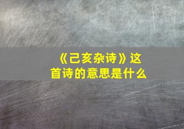 《己亥杂诗》这首诗的意思是什么