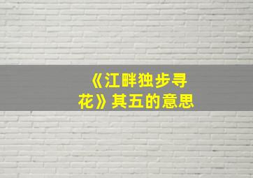 《江畔独步寻花》其五的意思