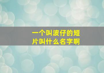 一个叫波仔的短片叫什么名字啊