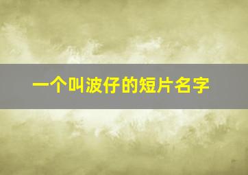 一个叫波仔的短片名字