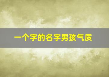 一个字的名字男孩气质