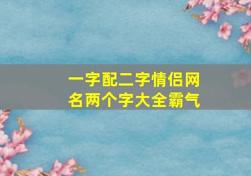 一字配二字情侣网名两个字大全霸气