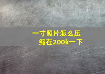 一寸照片怎么压缩在200k一下