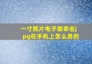 一寸照片电子版命名jpg在手机上怎么弄的