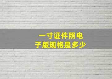 一寸证件照电子版规格是多少