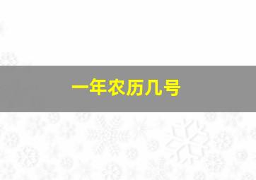 一年农历几号