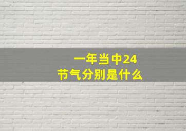 一年当中24节气分别是什么