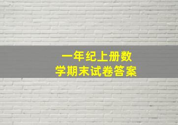 一年纪上册数学期末试卷答案