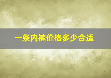 一条内裤价格多少合适