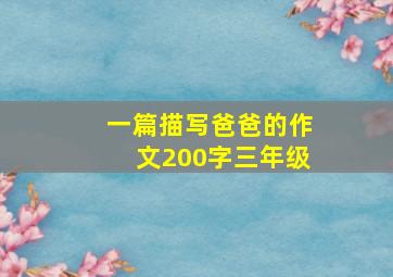 一篇描写爸爸的作文200字三年级