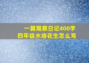 一篇观察日记400字四年级水培花生怎么写