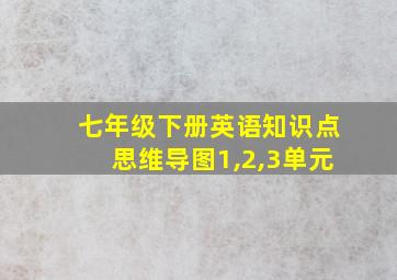 七年级下册英语知识点思维导图1,2,3单元