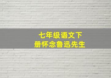 七年级语文下册怀念鲁迅先生