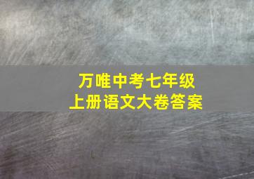 万唯中考七年级上册语文大卷答案