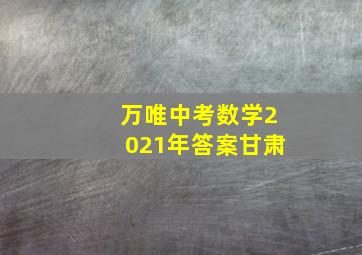 万唯中考数学2021年答案甘肃