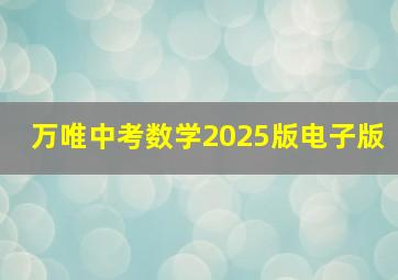 万唯中考数学2025版电子版