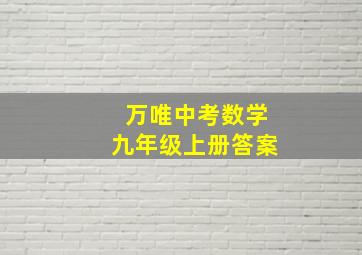 万唯中考数学九年级上册答案