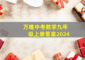 万唯中考数学九年级上册答案2024