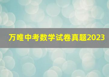 万唯中考数学试卷真题2023