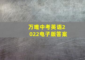 万唯中考英语2022电子版答案