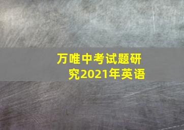 万唯中考试题研究2021年英语